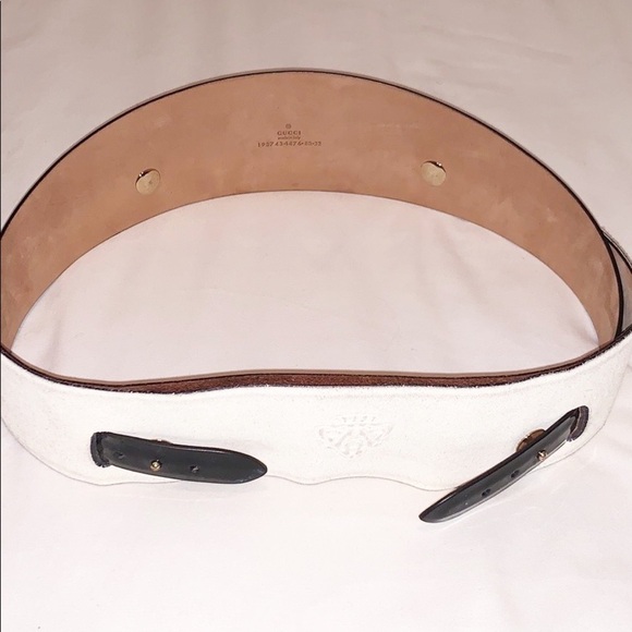 GUCCI White Suede & Black Patent Belt main image 4